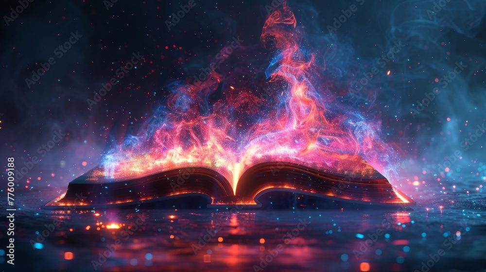 Poster the symbol of a digital book represents knowledge and wisdom. the symbol of a virtual book represent