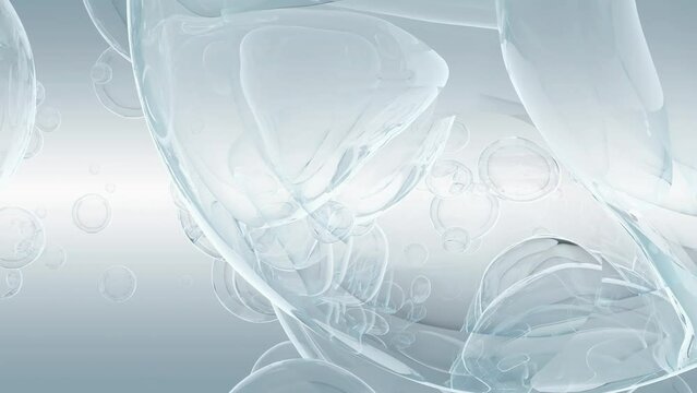 Water bubbles on white background and Green Screen. Can be used in skin care or Cosmetic industry. Animation background element, 3D Render.