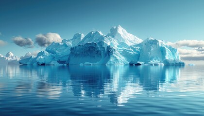 A large ice block floating in the ocean by AI generated image - obrazy, fototapety, plakaty