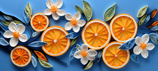 paper quilling orange slices, ai generative