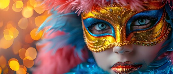 Colorful Mardi Gras carnival mask against a festive background celebrating the vibrant spirit of...