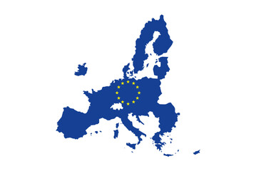 Silueta del mapa de la UE con la bandera de la UE 