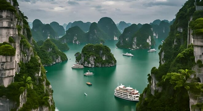 Boat in Halong Bay, Vietnam.