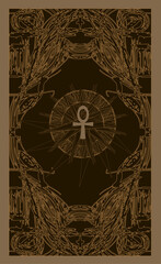 Tarot card back design. Ankh, Coptic cross