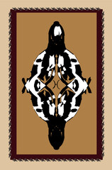 Tarot cards back design, back side. Proserpine goddess, astrological symbol. Underworld