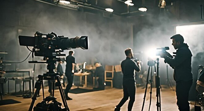 Recording scene with actors.