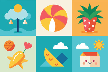 Summer Greeting Card Collection vector
