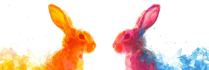 Abstract modern Easter bunny dressed standing and posing, generative Ai - obrazy, fototapety, plakaty
