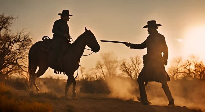 Cowboy duel in the wild west.