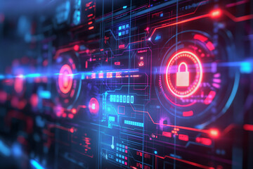 security signs on virtual screen