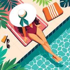 Woman Resting By the Pool