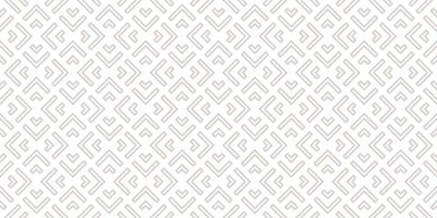 Subtle geometric lines vector seamless pattern. Elegant texture with triangles, squares, chevron, arrows, lines. Abstract white and grey linear graphic background. Stylish minimal ornament. Geo design - 776014169
