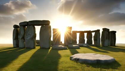 Captivating-Sunlit-Scene-Of-The-Stonehenge-Monume- - obrazy, fototapety, plakaty