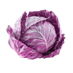 Purple cabbage on transparent with white border