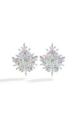 Close-up shot of a pair of a self-adhesive jewel nipple stickers. The multicolored crystal body stickers isolated on a white background. Front view.