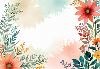 colorful abstract flowers watercolor, watercolor background, floral pattern for wallpaper