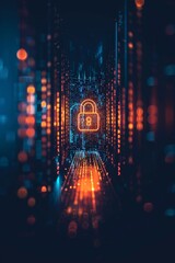 Obraz premium A series of binary digits entering into an electronic security mechanism illustrating data protection.