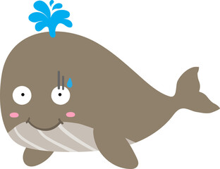 cute whale cartoon, sea animal