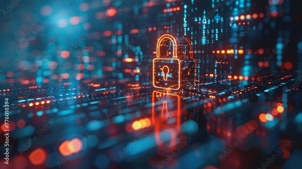 Poster concept of protecting personal information and ensuring online privacy through robust cybersecurity 