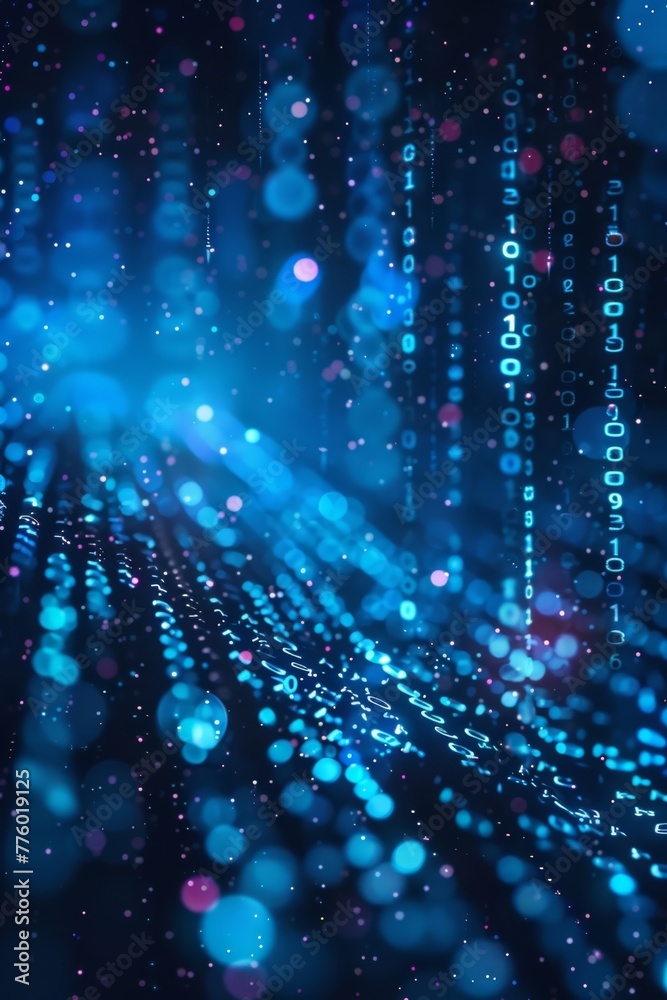 Poster blue abstract background with binary code data. concept related to technology and information.