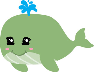 cute whale cartoon, sea animal