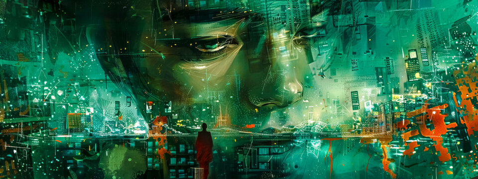 Cybernetic dreamscape: abstract futuristic cityscape