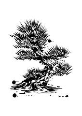 松の木の墨絵