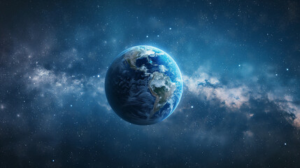 Obraz na płótnie Canvas Three dimensional render of planet earth floating in outer space.