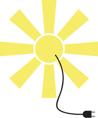 Vector of a sun and plug wire - solar power concept