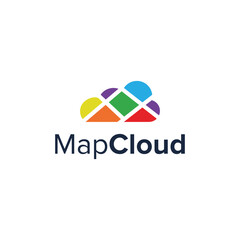 colorful map and clouds creative and simple unique modern logo design