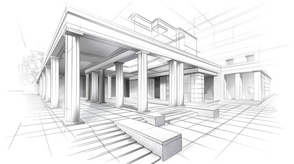 Architectural  blueprint sketch, generative Ai