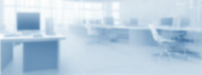 Empty Business banking blurred office background.3D illustration. finance and economics concept. Copy space. Banner image.