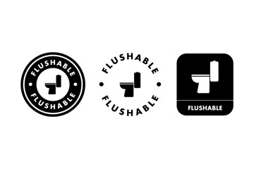 Flushable, wet toilet paper, label. Vector sticker for toilet paper packaging.