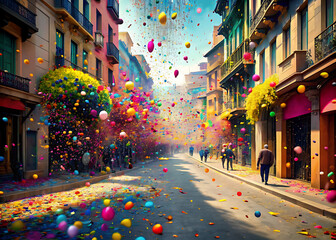 colorful confetti on the street festival