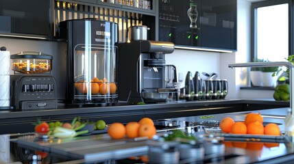 3D model of a kitchen setup dedicated to sports nutrition