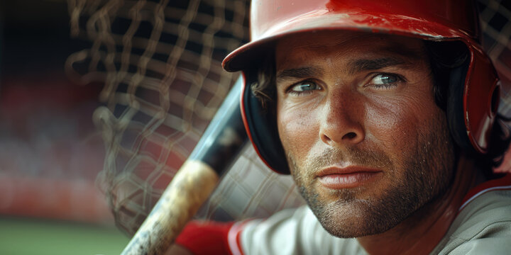 Generative AI, Baseball player close up portrait in the style of 80s
