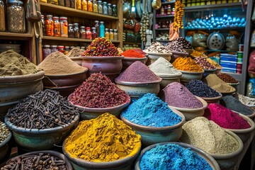 Fototapeta premium A vibrant spice market in the Middle East