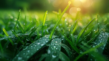 Water droplets on grass