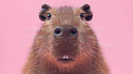 capybara's face, pink background, 3d, glossy plastic texture, seamless pattern