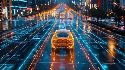 Automotive Technology MaaS ITS car, generative Ai - obrazy, fototapety, plakaty