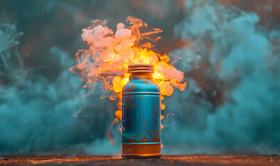 Fire can and smoke background