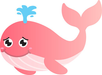 cute whale cartoon, sea animal