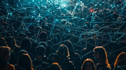 A web of connections crisscrossing through a crowd i  AI generated illustration