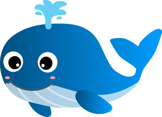 cute whale cartoon, sea animal