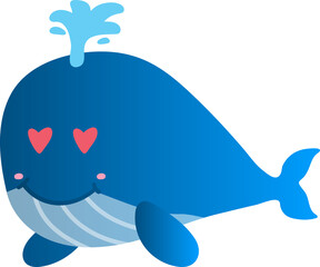 cute whale cartoon, sea animal