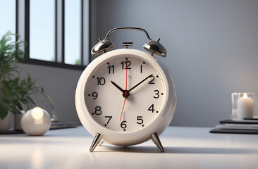Fototapeta na wymiar Alarm clock on light background