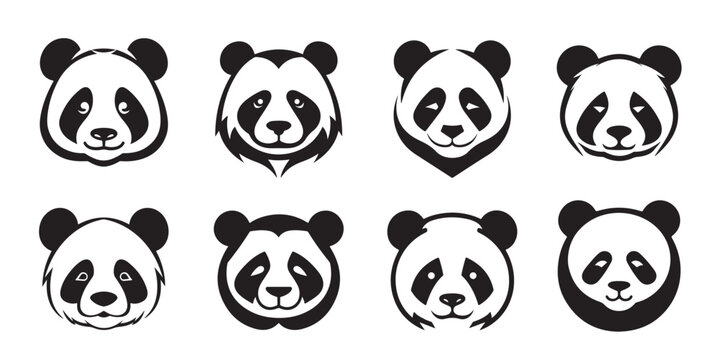 Panda icon, Panda Logo abstract design vector template Negative space style. Wild animal zoo Logotype bear concept icon.