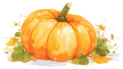 Vector illustration. Watercolor or aquarelle pumpki