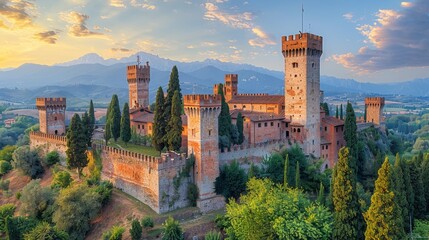 Medieval Castles: Photograph imposing castle structures, fortified walls, and majestic towers to depict medieval architecture 