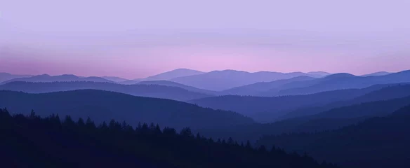 Wandcirkels plexiglas Tranquil Evening Descends on Layered Mountains © irissca